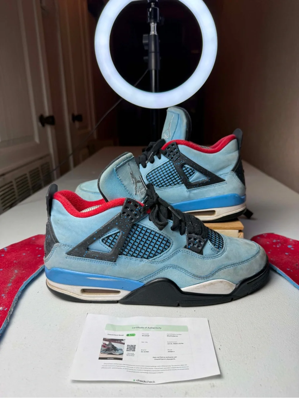 Jordan 4 Retro x Travis Scott Mid Cactus Jack Sz 9 COA CHECKCHECK Authentic BEAT